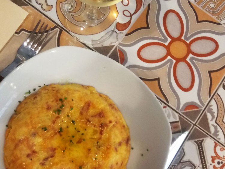 Tortilla de patatas con jamon iberico - at Parlament restaurant, Barcelona