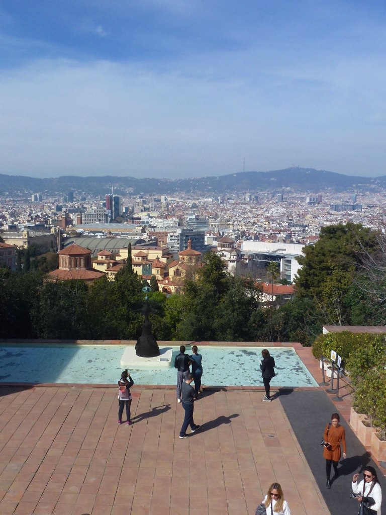 Joan Miro Foundation The sun the moon and one star sculpture and Barcelona views
