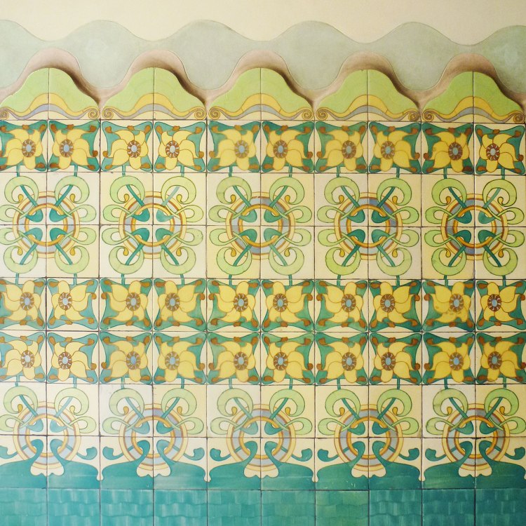 Casa Francesc Cama Art Nouveau tiles green and yellow floral design