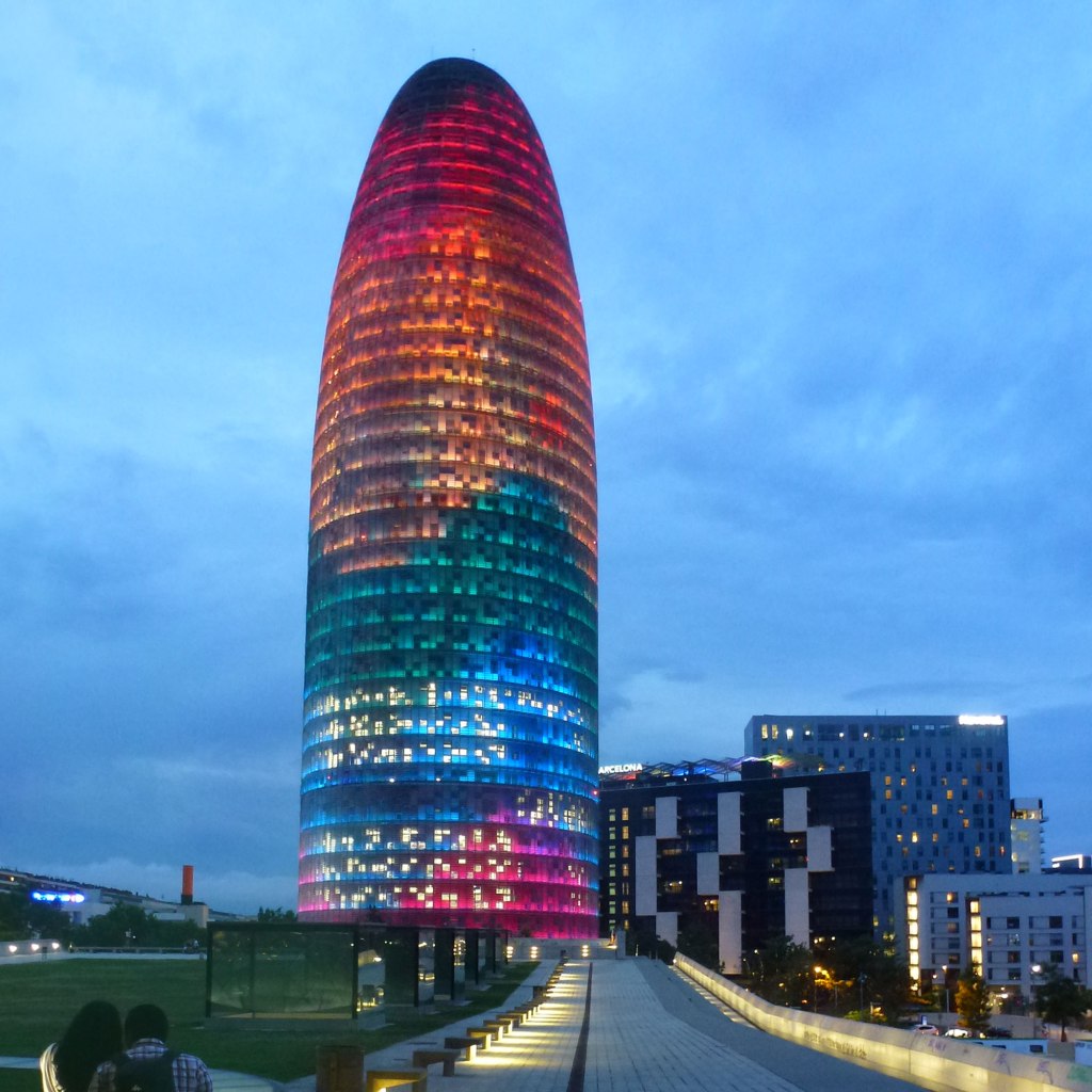 Jean Nouvel Torre Glories night lights