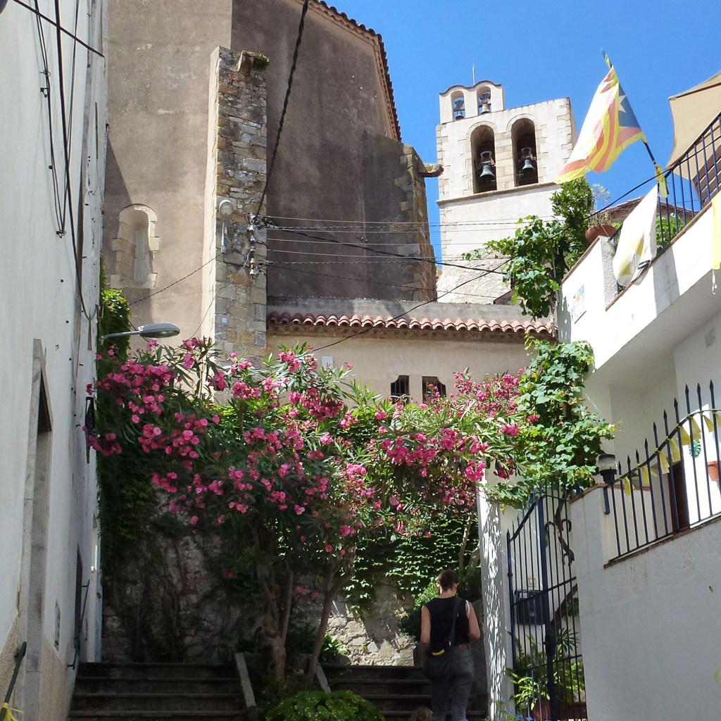 Sant Pol de Mar street with oleander
